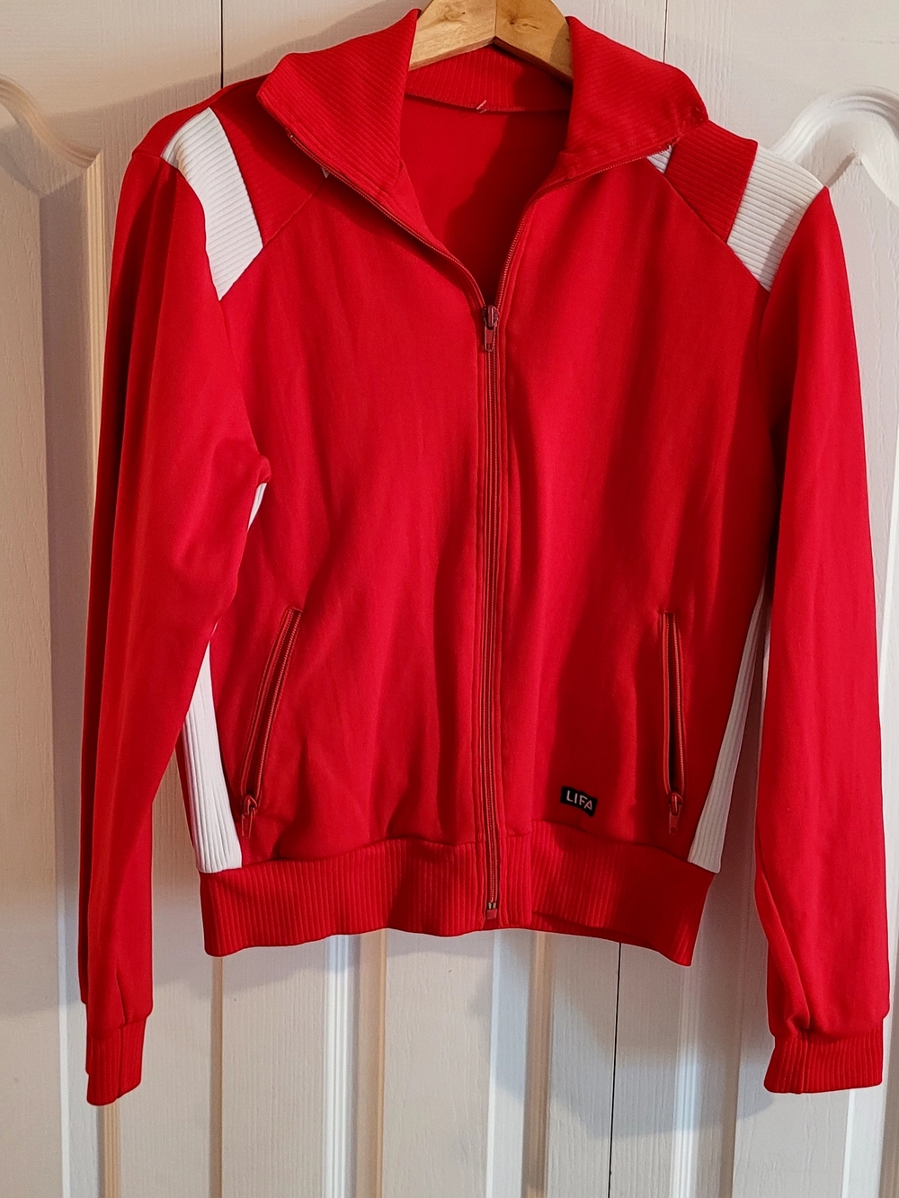 Vintage Red Athletic Zip-Up Track Jacket Retro Y2K Sportswear